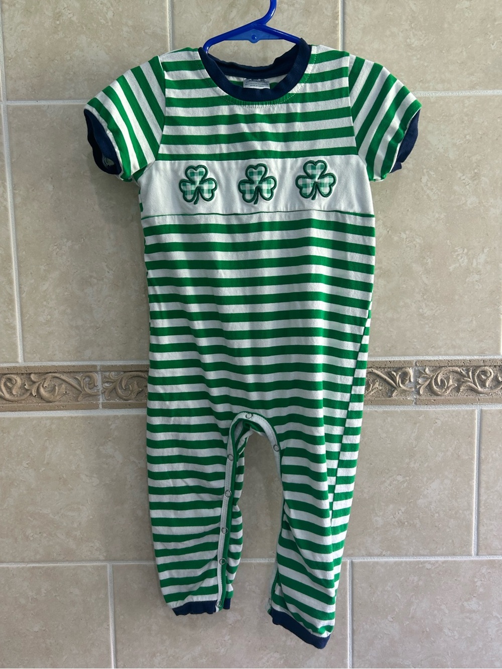 Clover Green Striped Romper St. Patrick’s Day